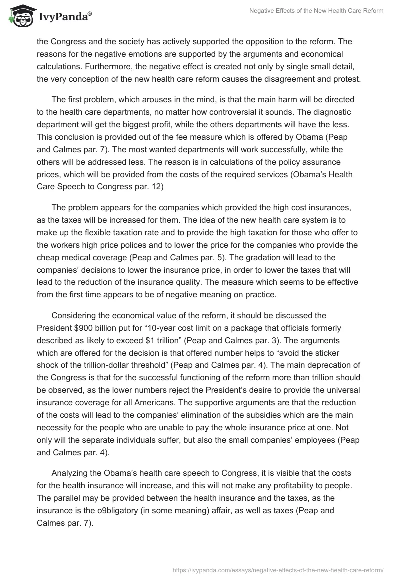 Negative Effects of the New Health Сare Reform. Page 2
