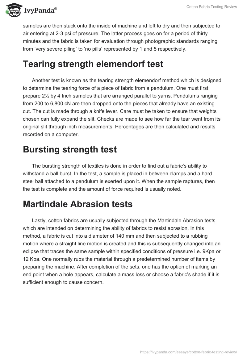 Cotton Fabric Testing Review. Page 2