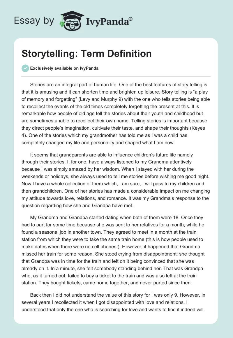 Storytelling: Term Definition. Page 1