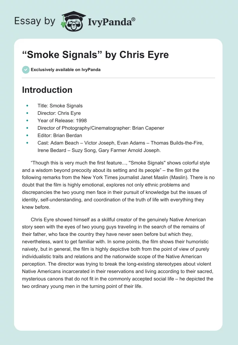 “Smoke Signals” by Chris Eyre. Page 1