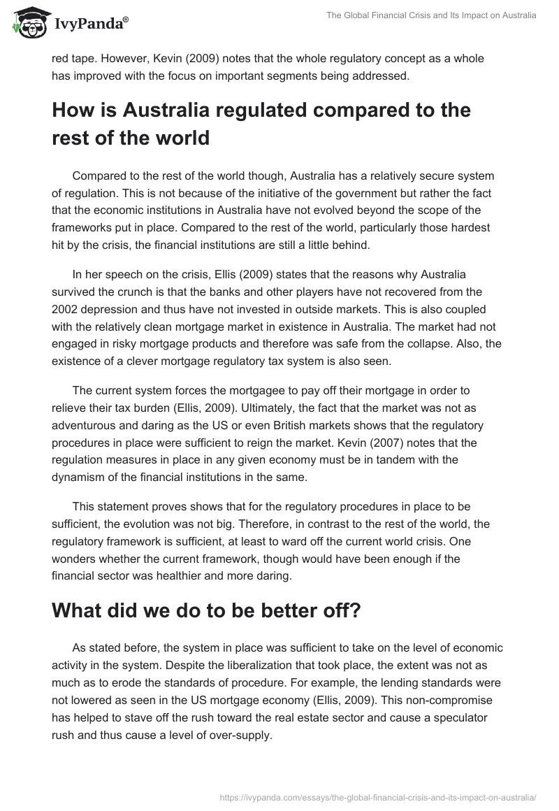 The Global Financial Crisis and Its Impact on Australia. Page 2