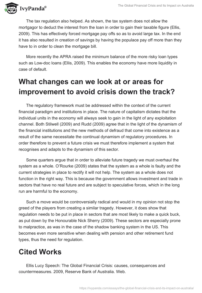 The Global Financial Crisis and Its Impact on Australia. Page 3