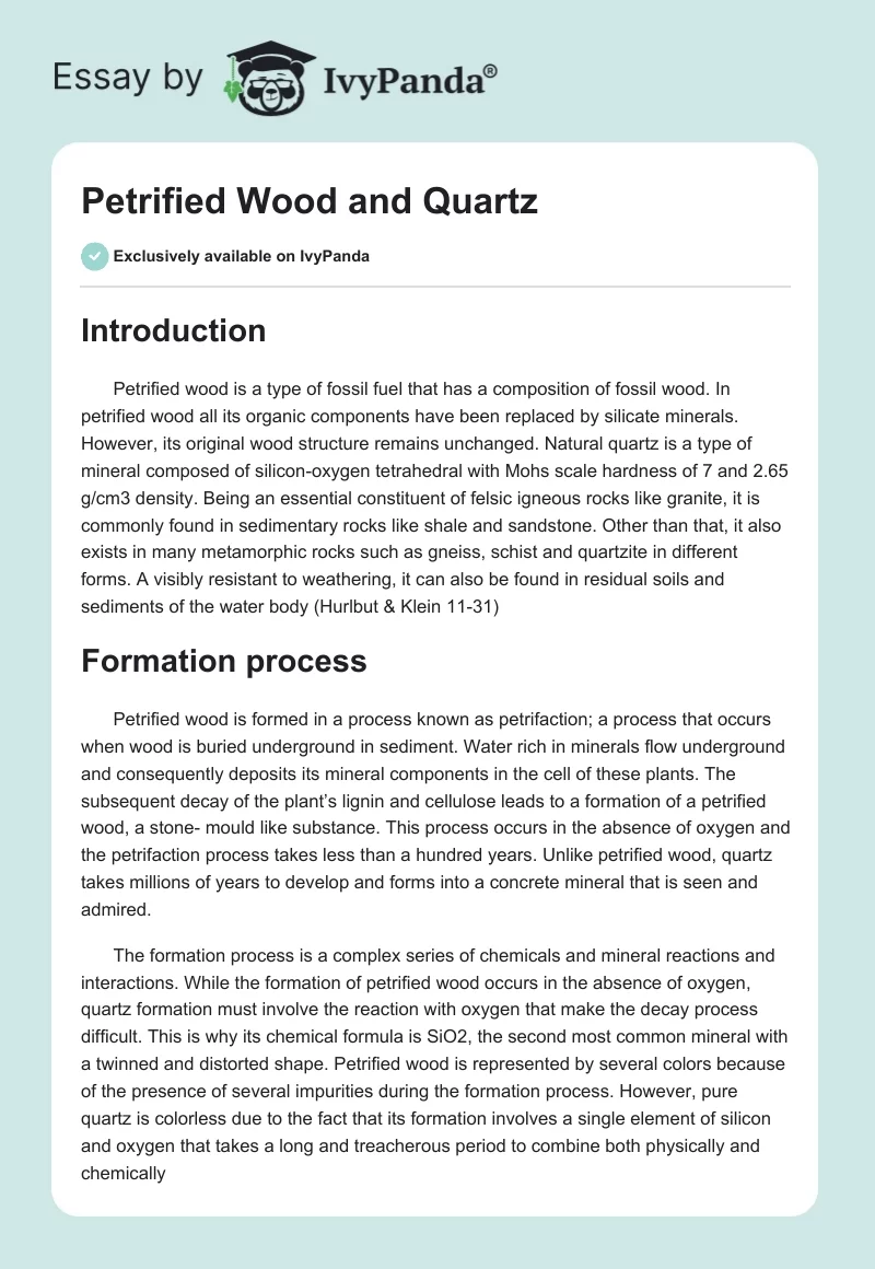 Petrified Wood and Quartz. Page 1