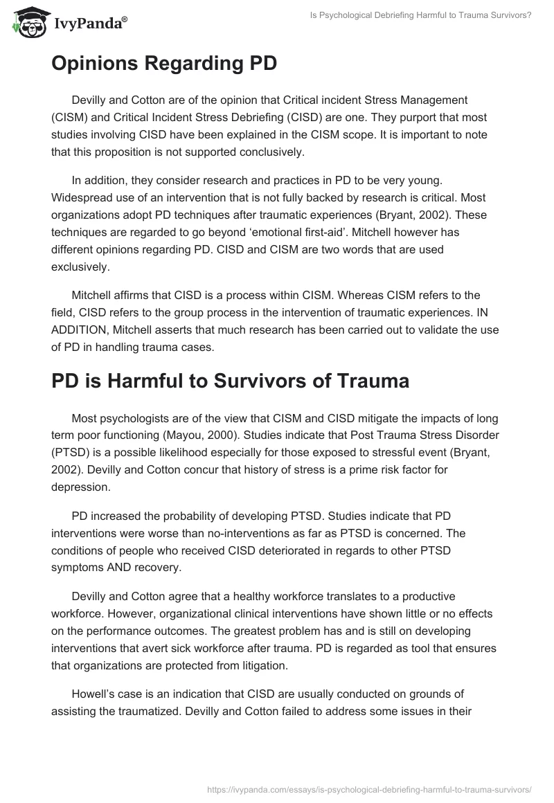 Is Psychological Debriefing Harmful to Trauma Survivors?. Page 2