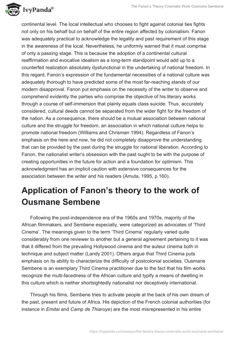 The Fanon’s Theory Cinematic Work "Ousmane Sembene". Page 3