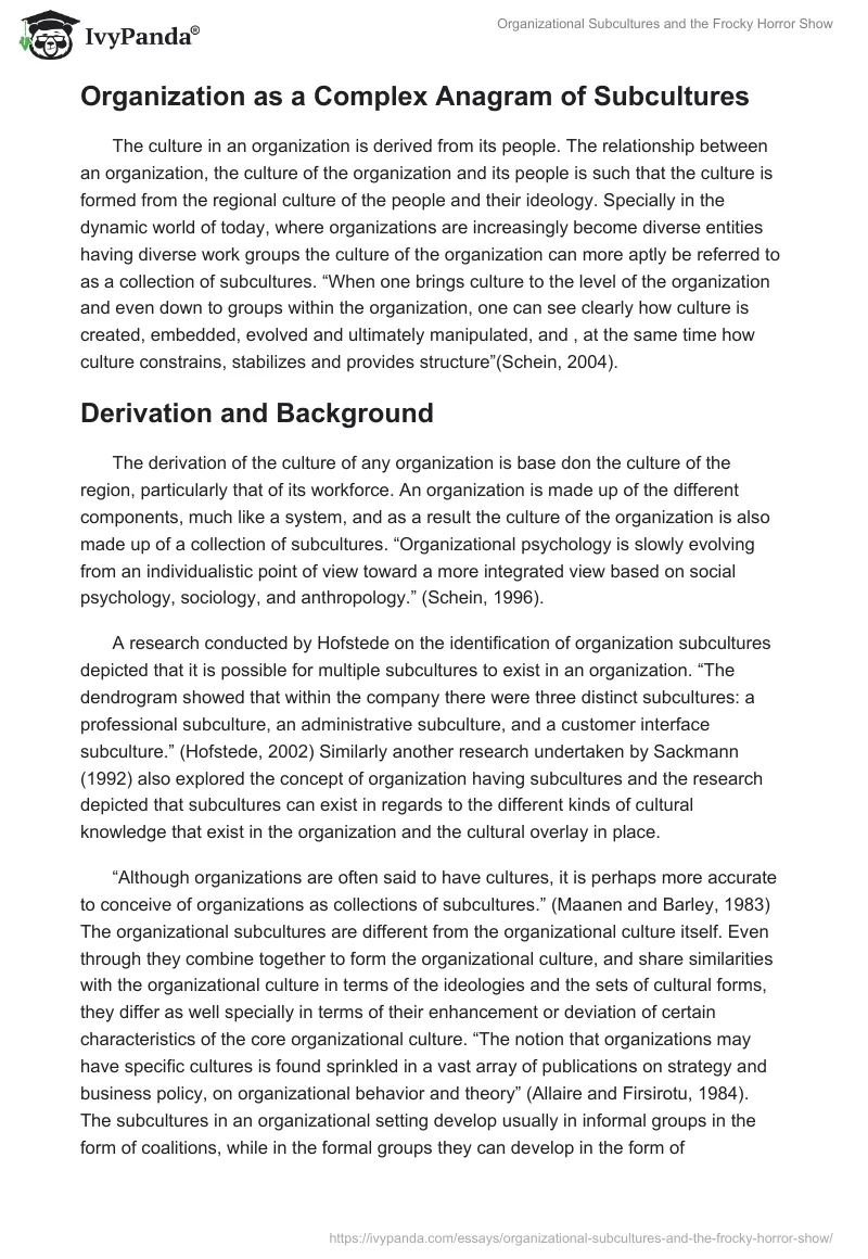 Organizational Subcultures and the Frocky Horror Show. Page 2