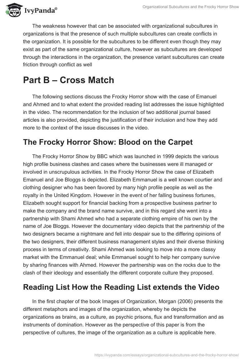 Organizational Subcultures and the Frocky Horror Show. Page 5