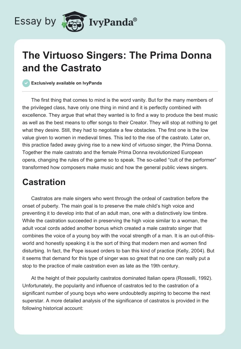 The Virtuoso Singers: The Prima Donna and the Castrato. Page 1