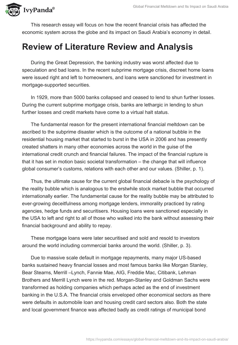 Global Financial Meltdown and Its Impact on Saudi Arabia. Page 3