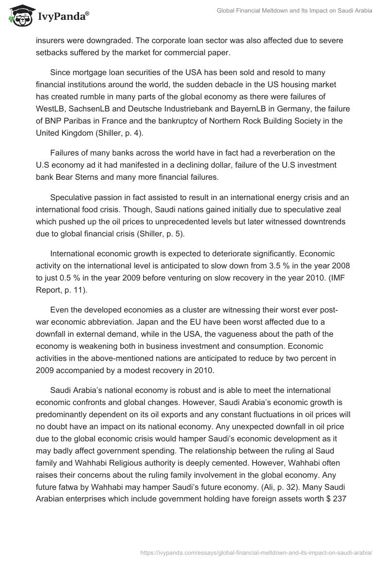 Global Financial Meltdown and Its Impact on Saudi Arabia. Page 4