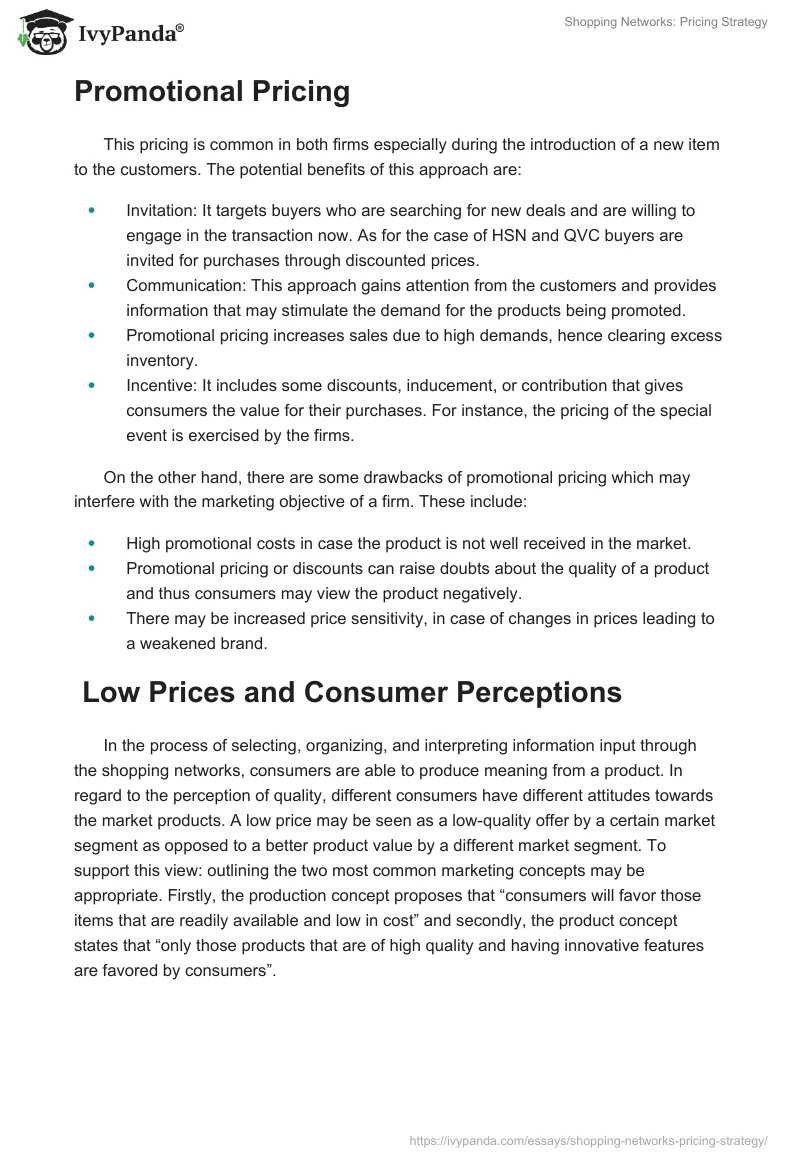 Shopping Networks: Pricing Strategy. Page 2