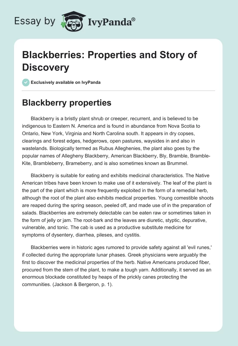 Blackberries: Properties and Story of Discovery. Page 1