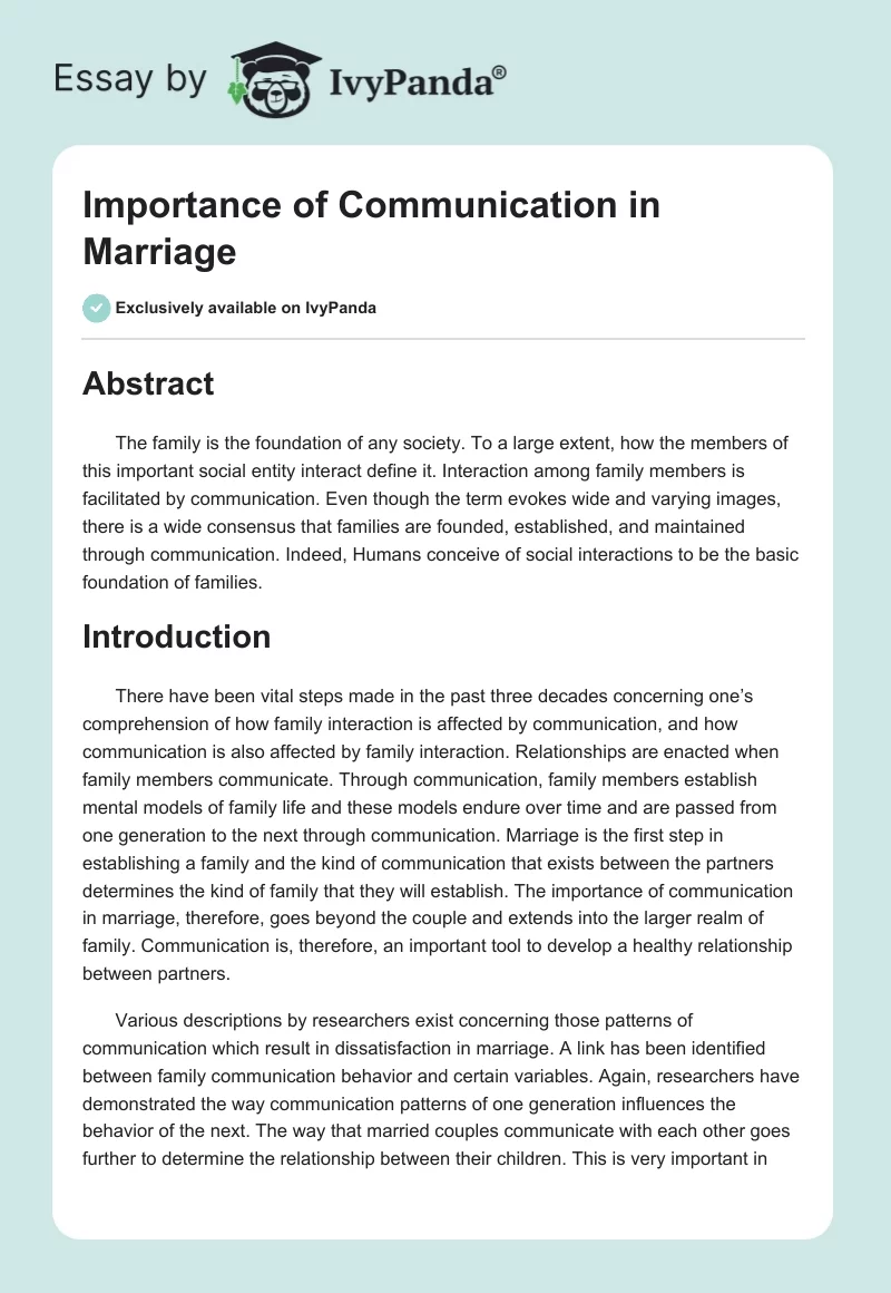 Importance of Communication in Marriage. Page 1