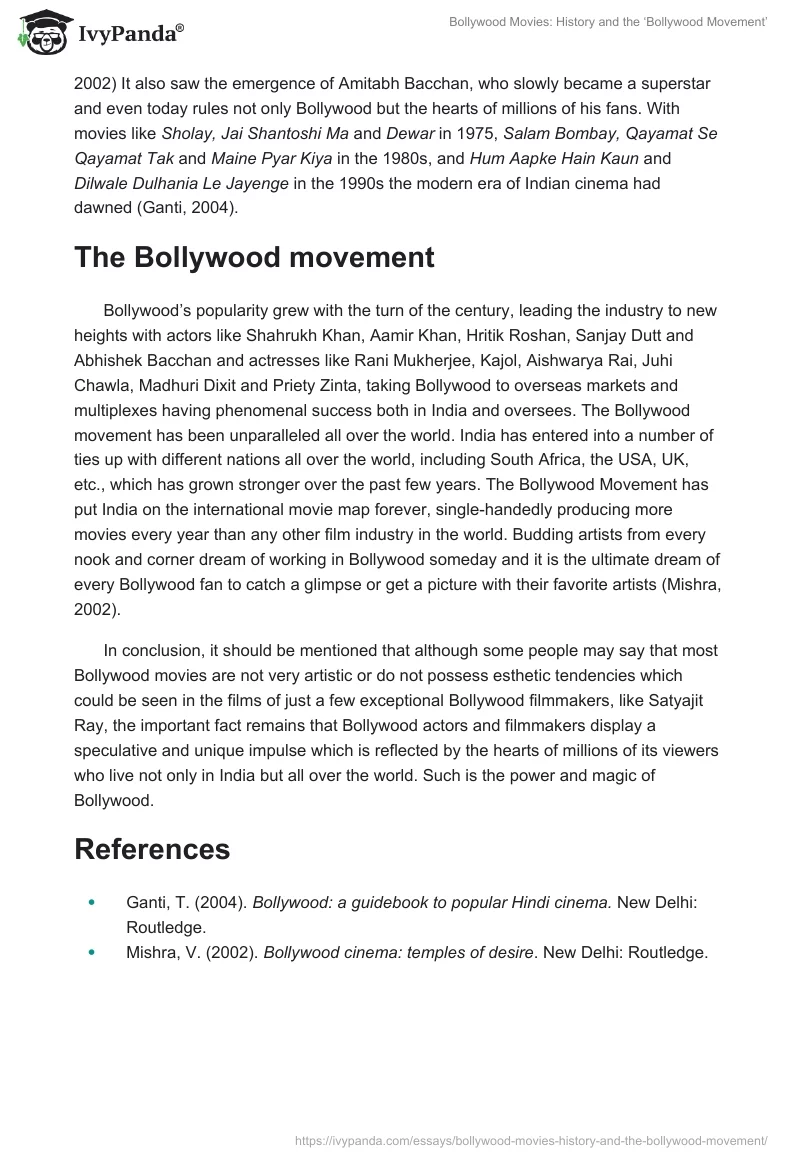 Bollywood Movies: History and the ‘Bollywood Movement’. Page 3