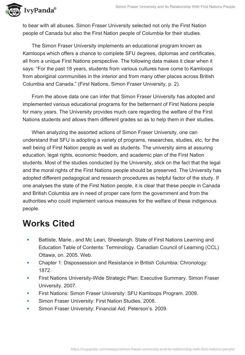 Simon Fraser University and Its Relationship With First Nations People. Page 3