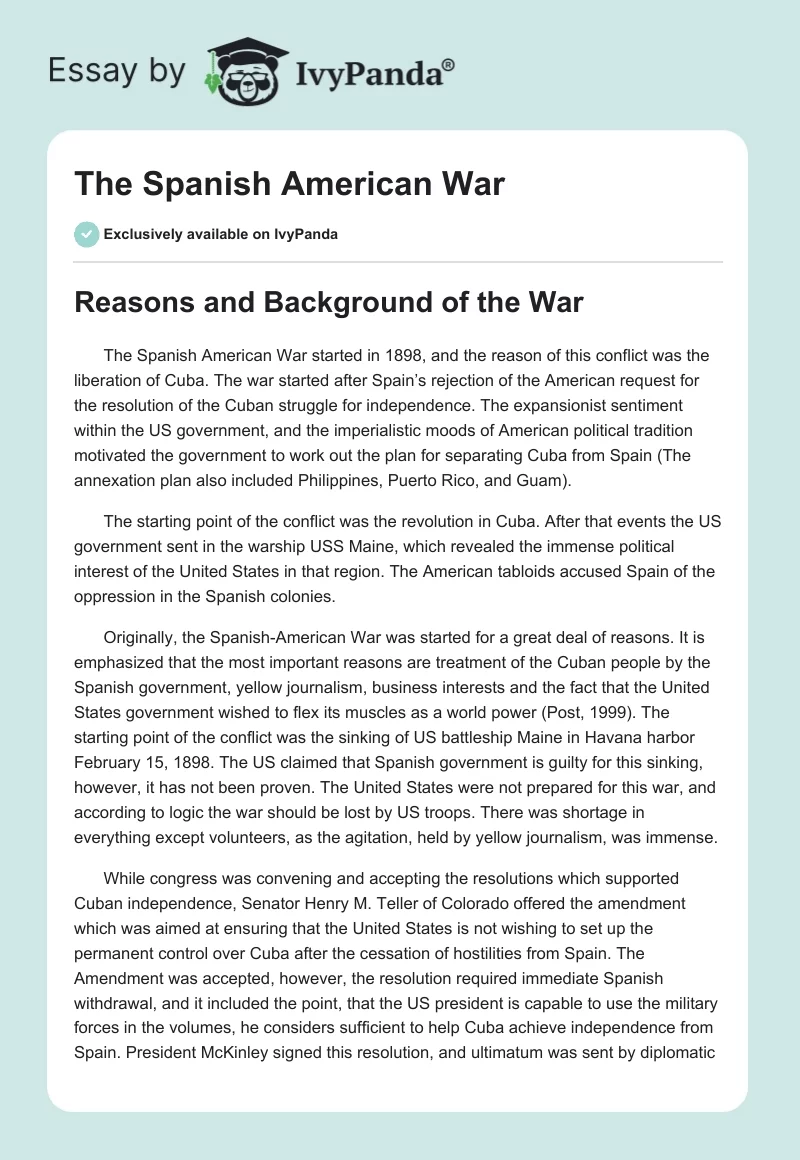 The Spanish American War. Page 1