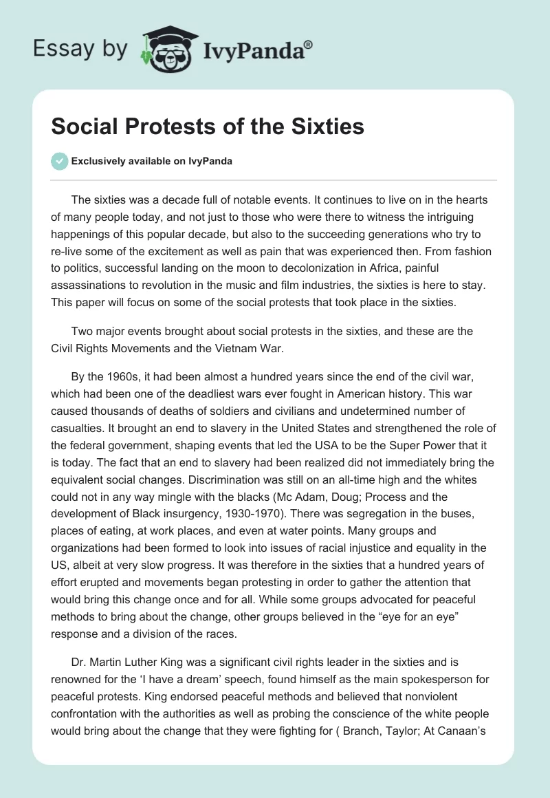 Social Protests of the Sixties. Page 1