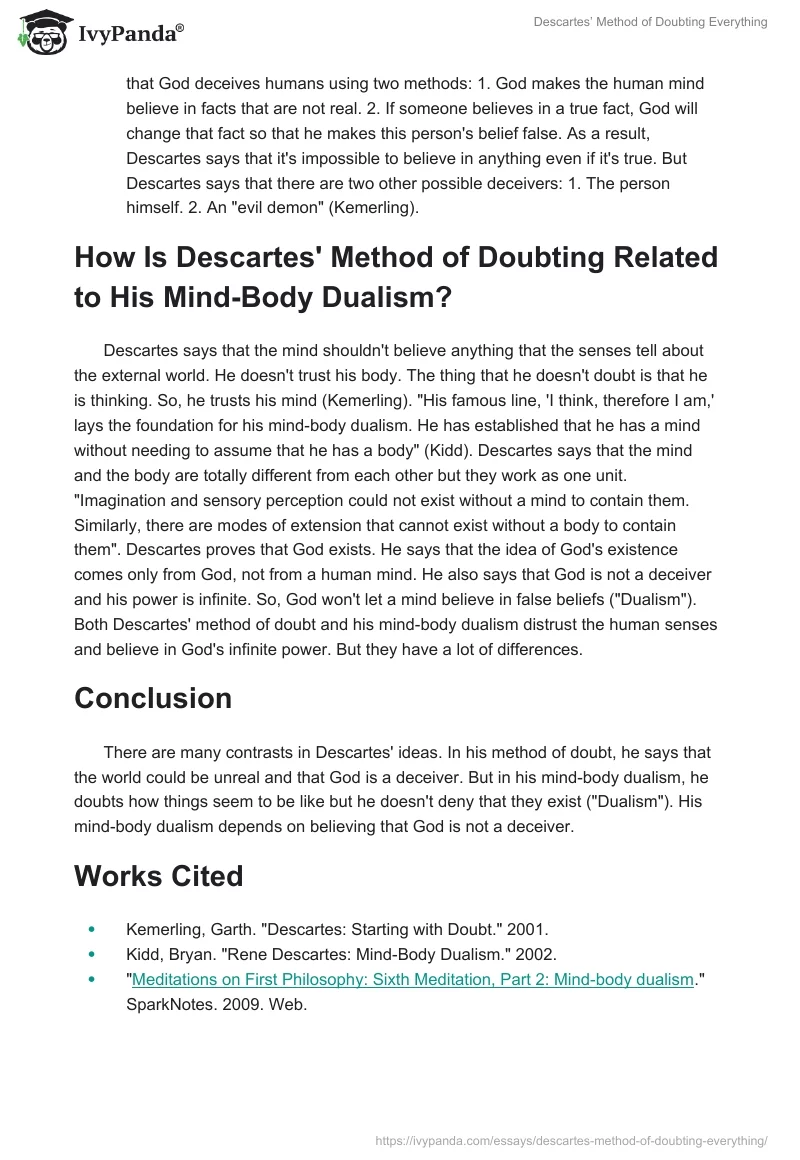 Descartes’ Method of Doubting Everything. Page 2