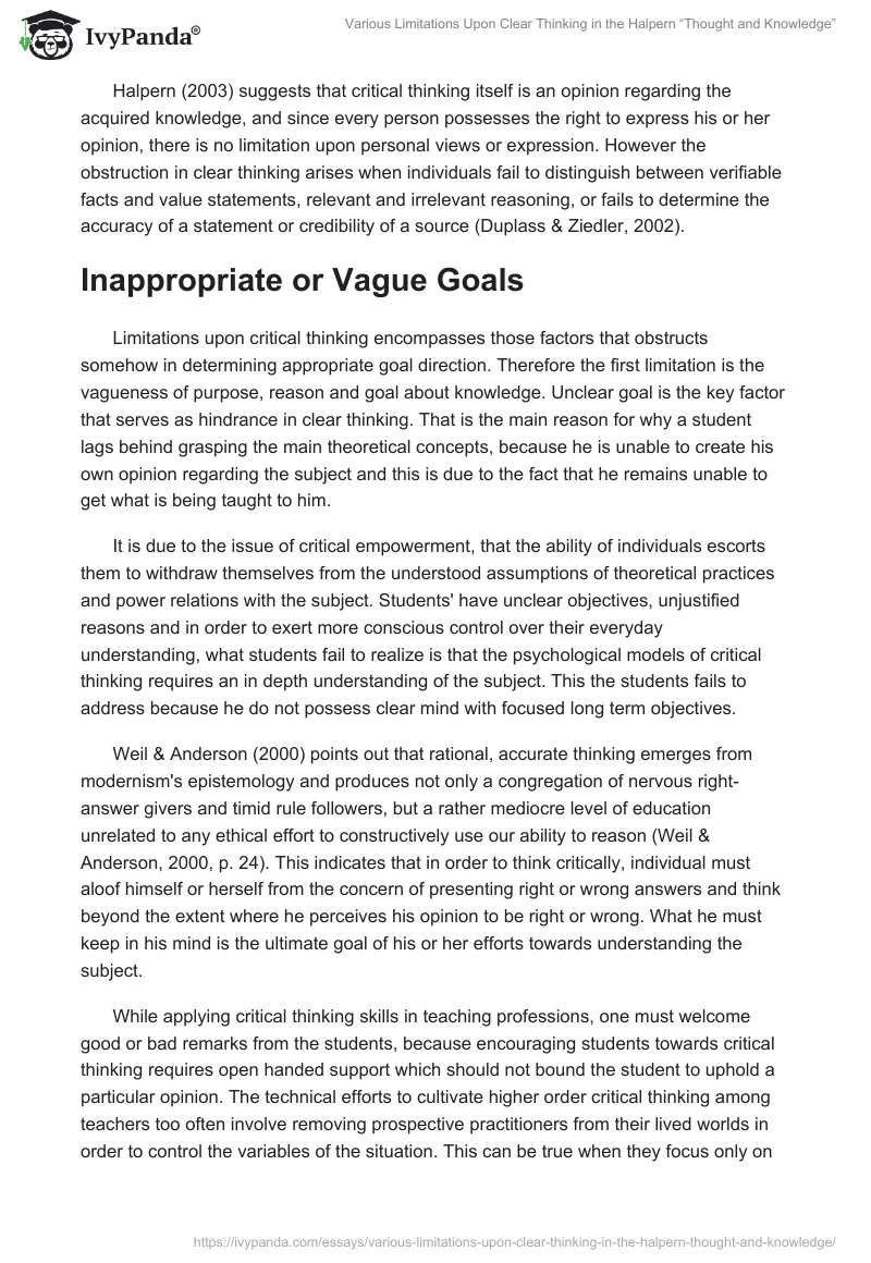 Various Limitations Upon Clear Thinking in the Halpern “Thought and Knowledge”. Page 2