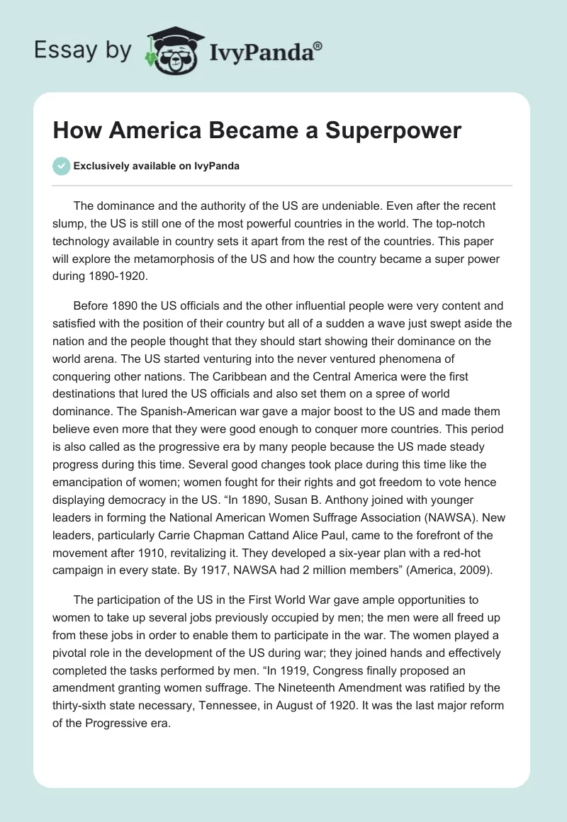 How America Became a Superpower. Page 1