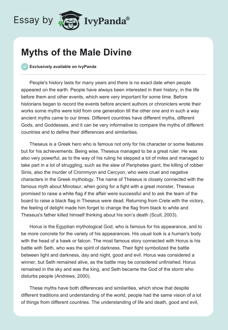 Myths of the Male Divine. Page 1