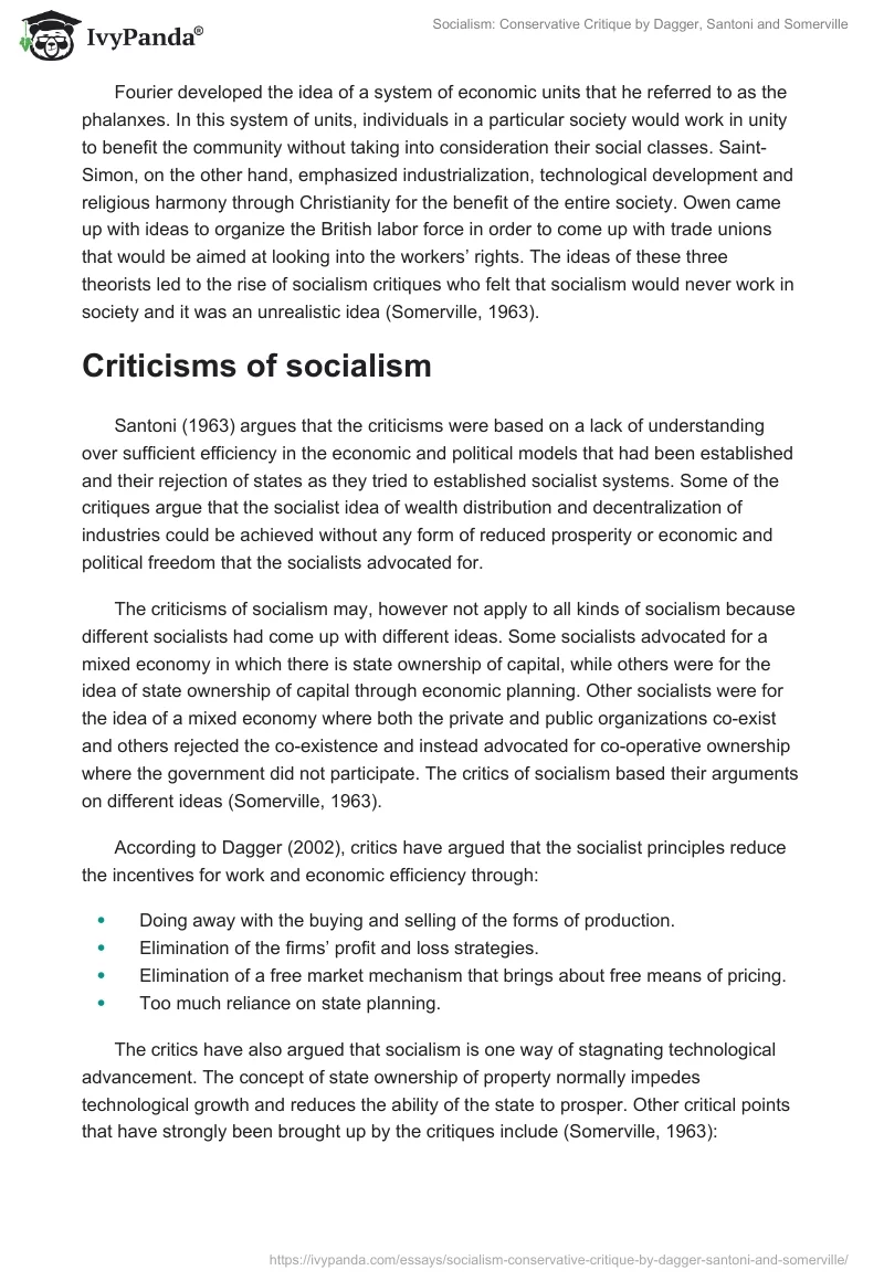 Socialism: Conservative Critique by Dagger, Santoni and Somerville. Page 2
