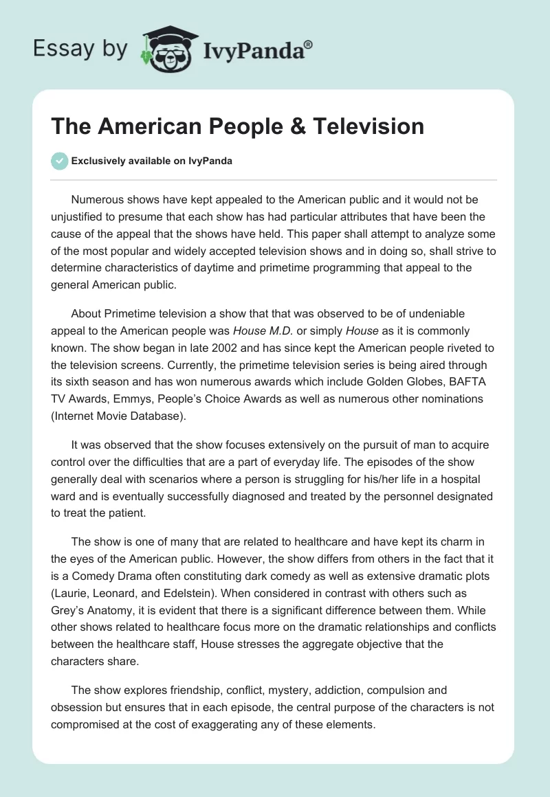 The American People & Television. Page 1