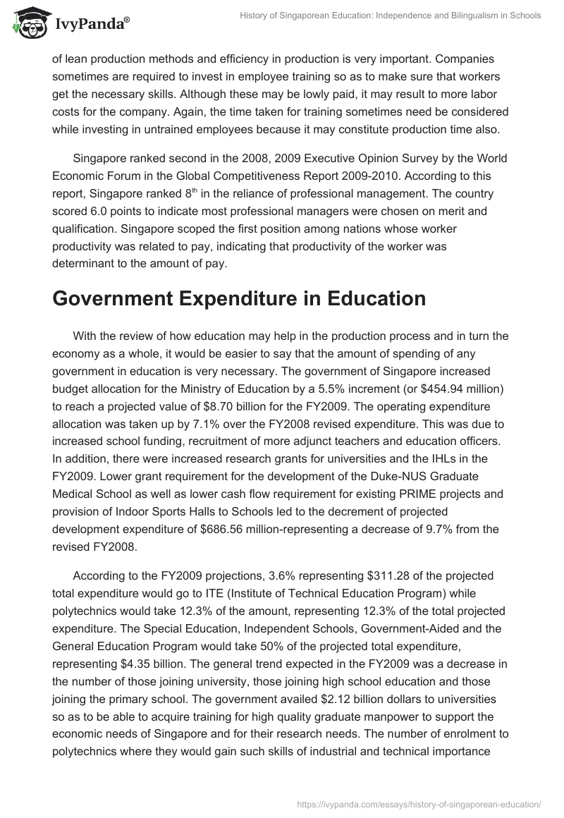History of Singaporean Education: Independence and Bilingualism in Schools. Page 3
