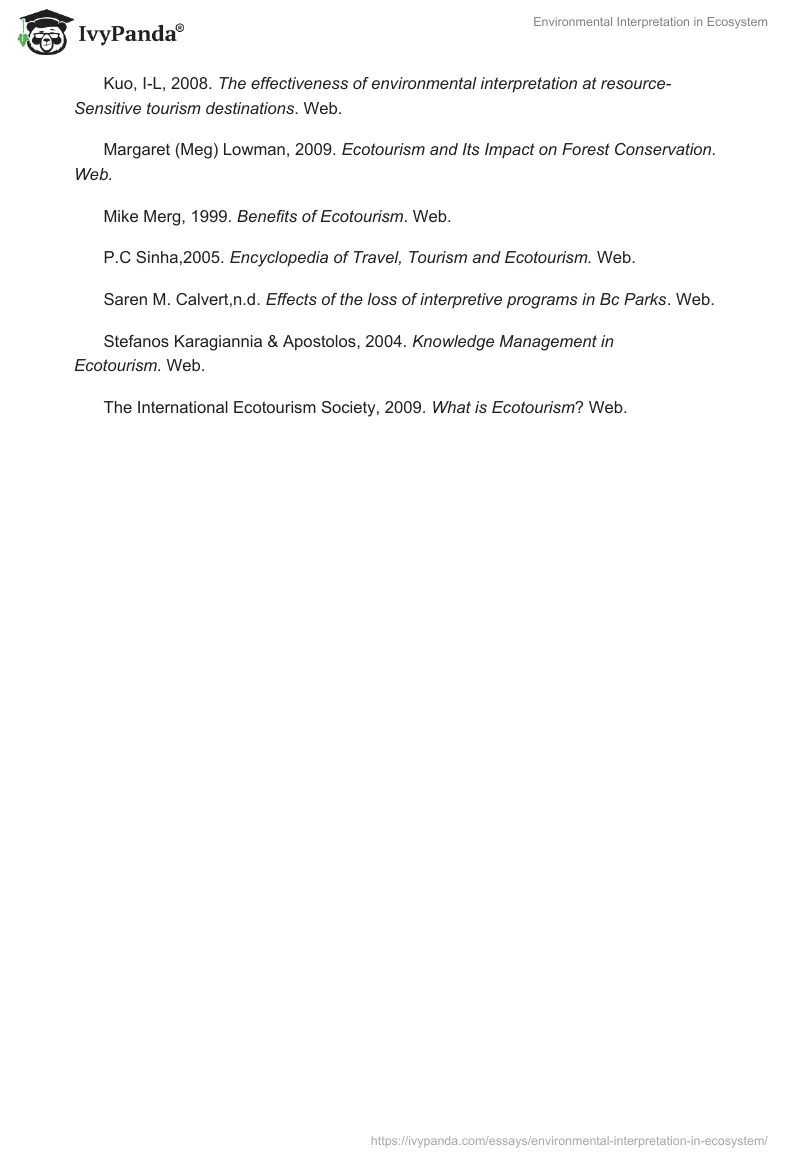 Environmental Interpretation in Ecosystem. Page 5