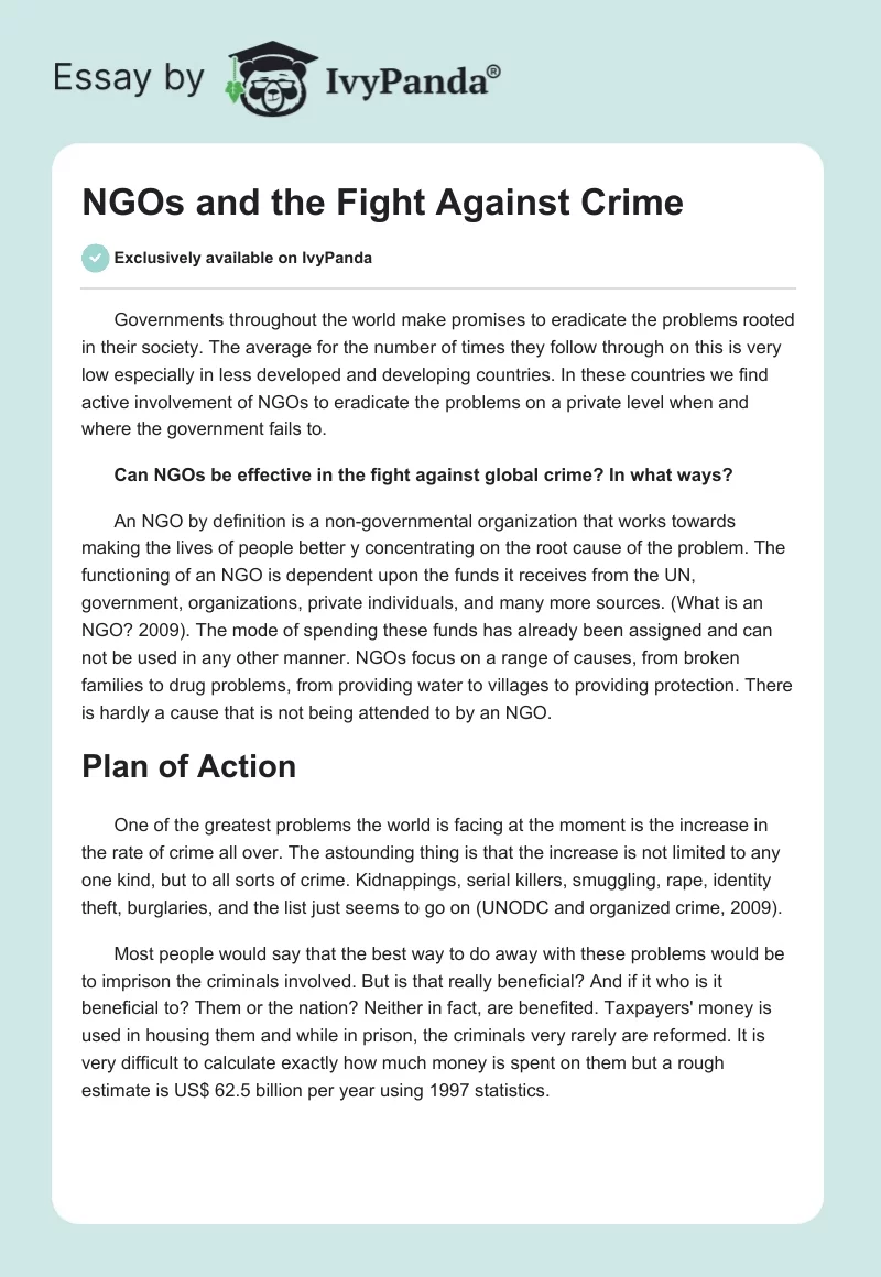 NGOs and the Fight Against Crime. Page 1
