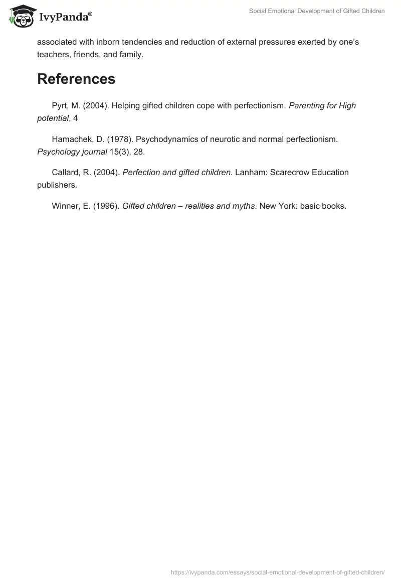 Social Emotional Development of Gifted Children. Page 4