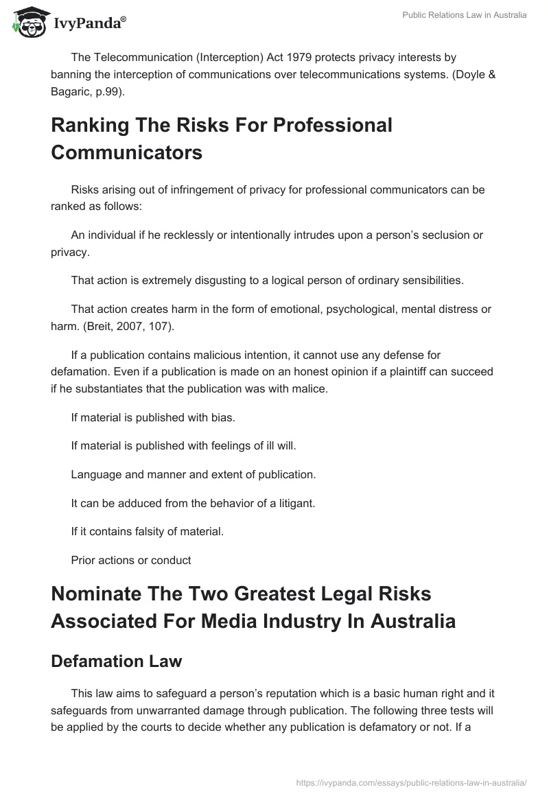 Public Relations Law in Australia. Page 3