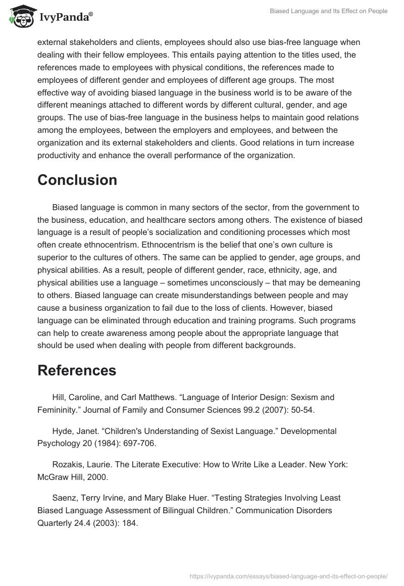 Biased Language and Its Effect on People. Page 5