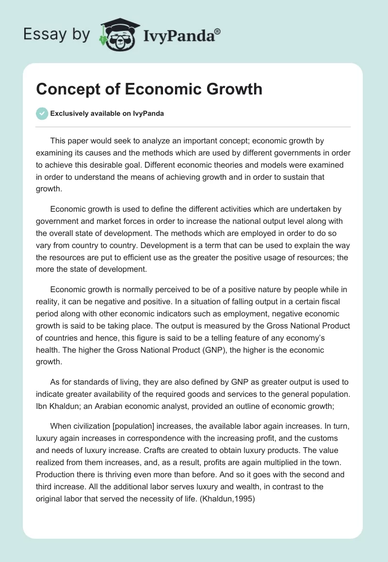 Concept of Economic Growth. Page 1