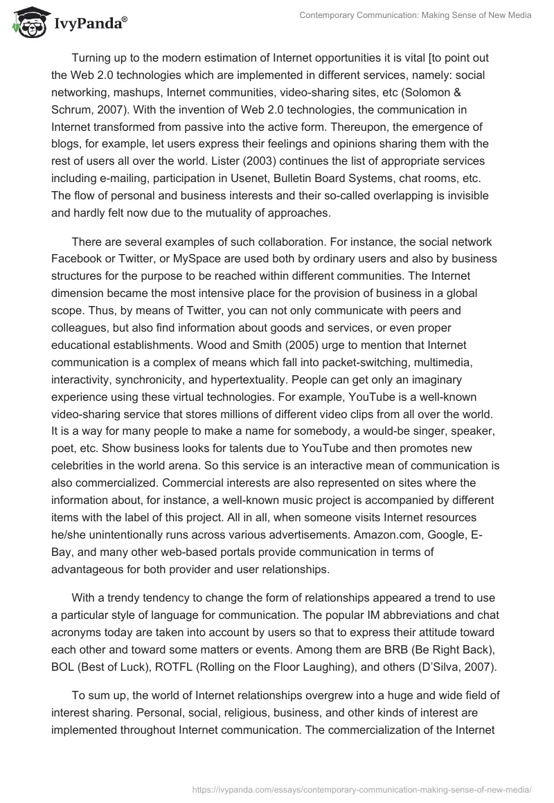 Contemporary Communication: Making Sense of New Media. Page 2