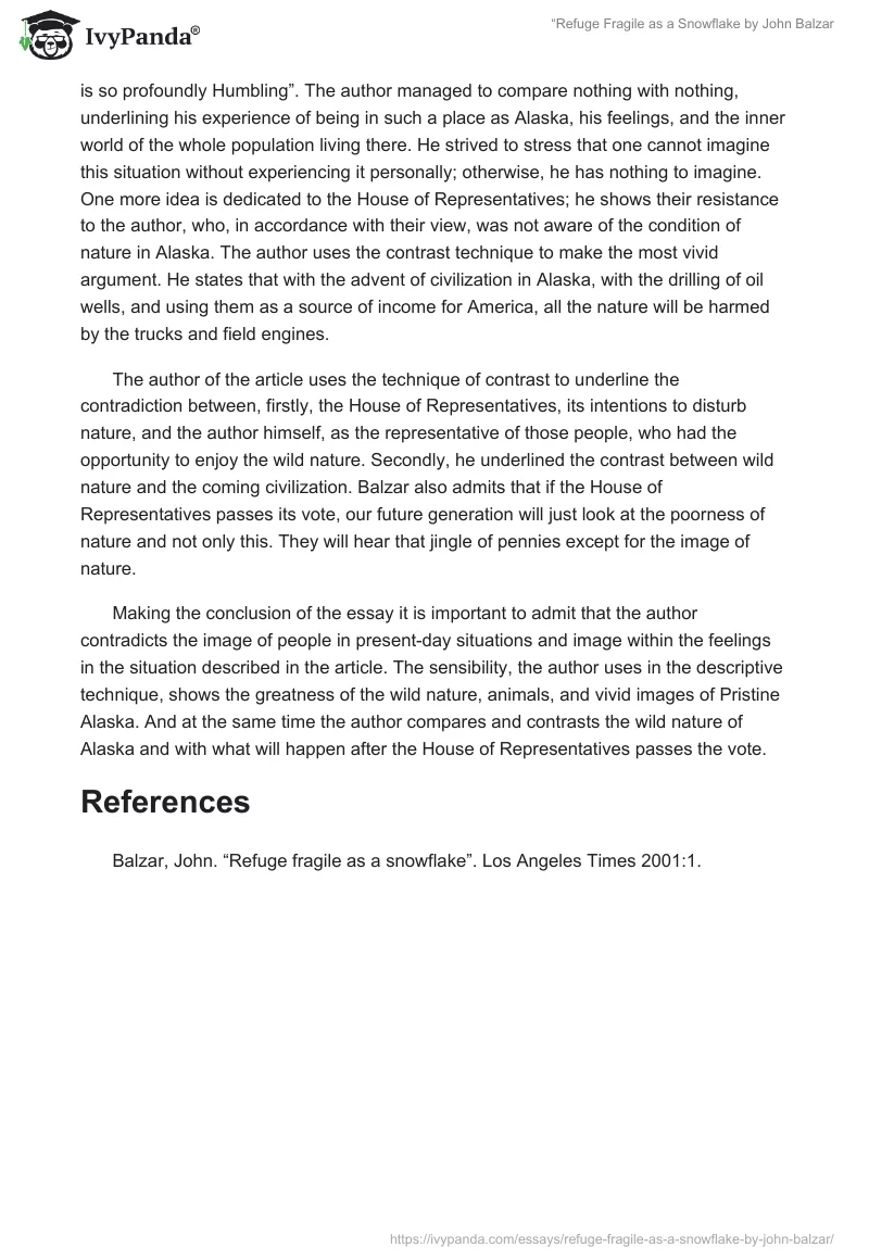 “Refuge Fragile as a Snowflake by John Balzar. Page 2