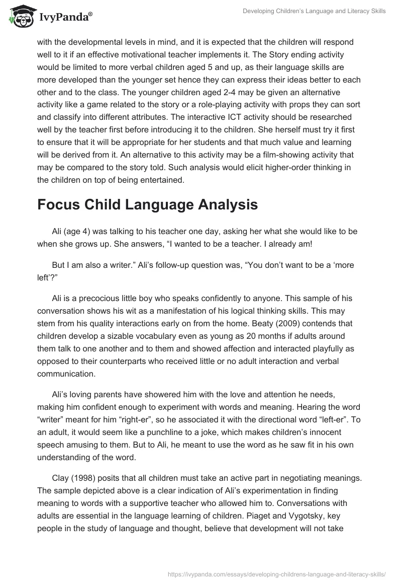 Developing Children’s Language and Literacy Skills. Page 5