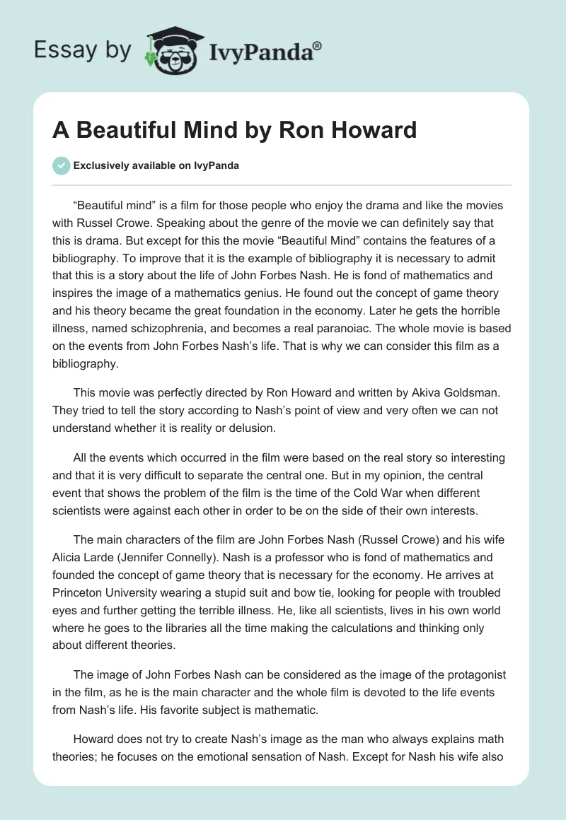 A Beautiful Mind by Ron Howard. Page 1