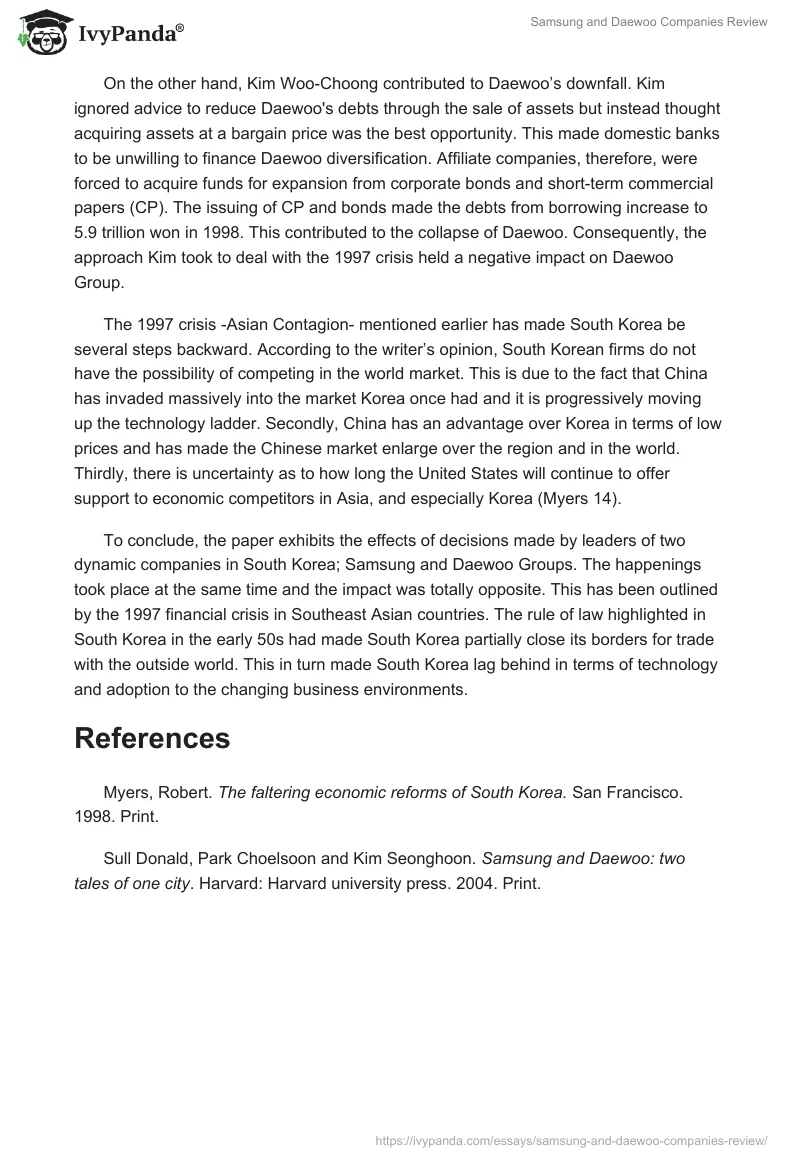 Samsung and Daewoo Companies Review. Page 2