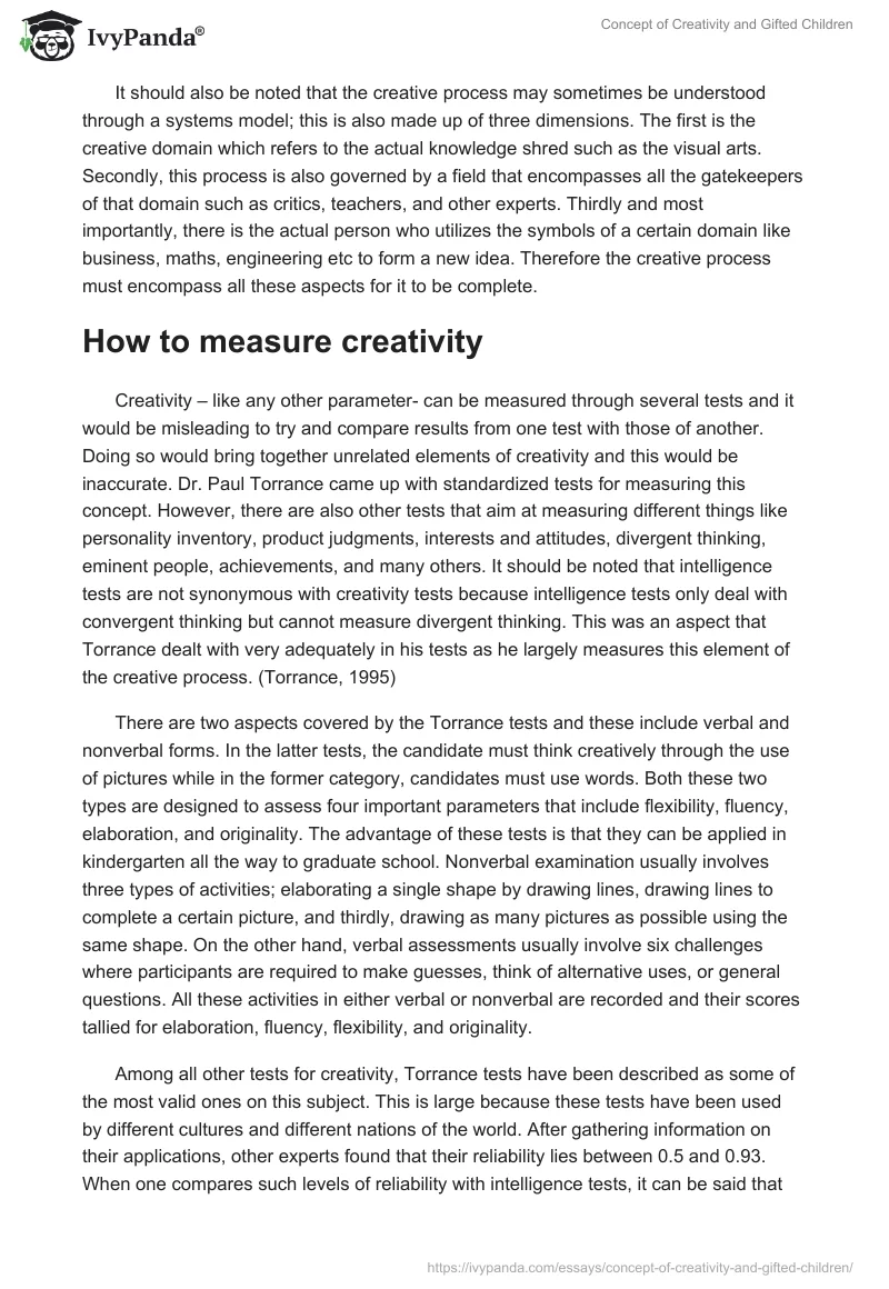 Concept of Creativity and Gifted Children. Page 3