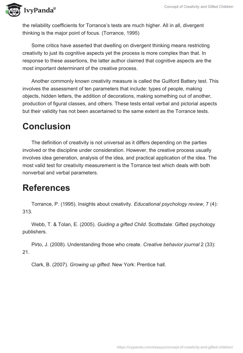 Concept of Creativity and Gifted Children. Page 4