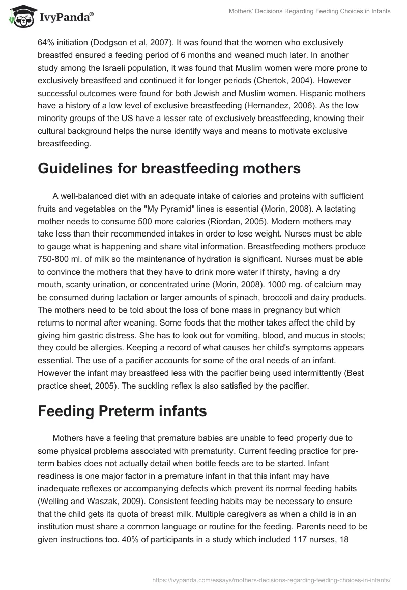 Mothers’ Decisions Regarding Feeding Choices in Infants. Page 3