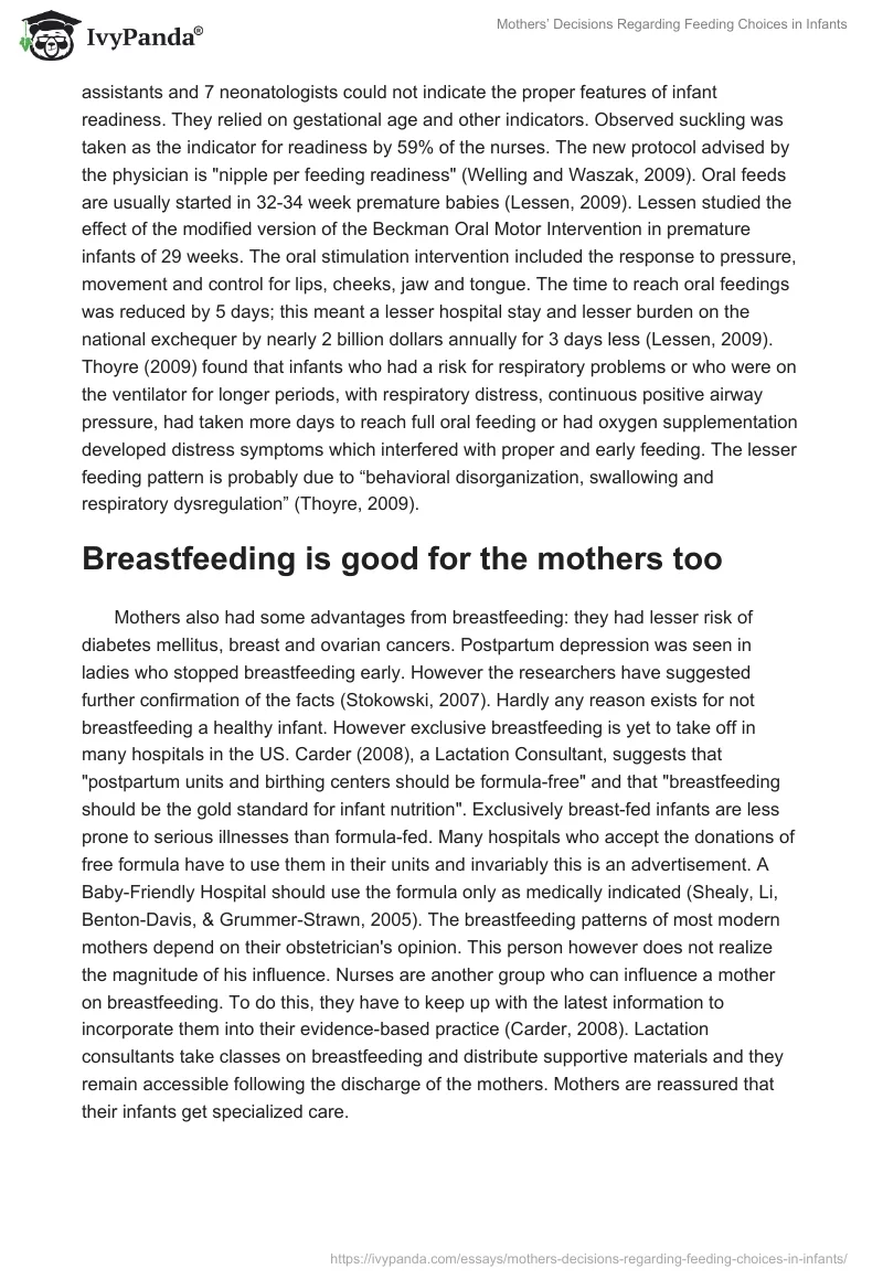 Mothers’ Decisions Regarding Feeding Choices in Infants. Page 4