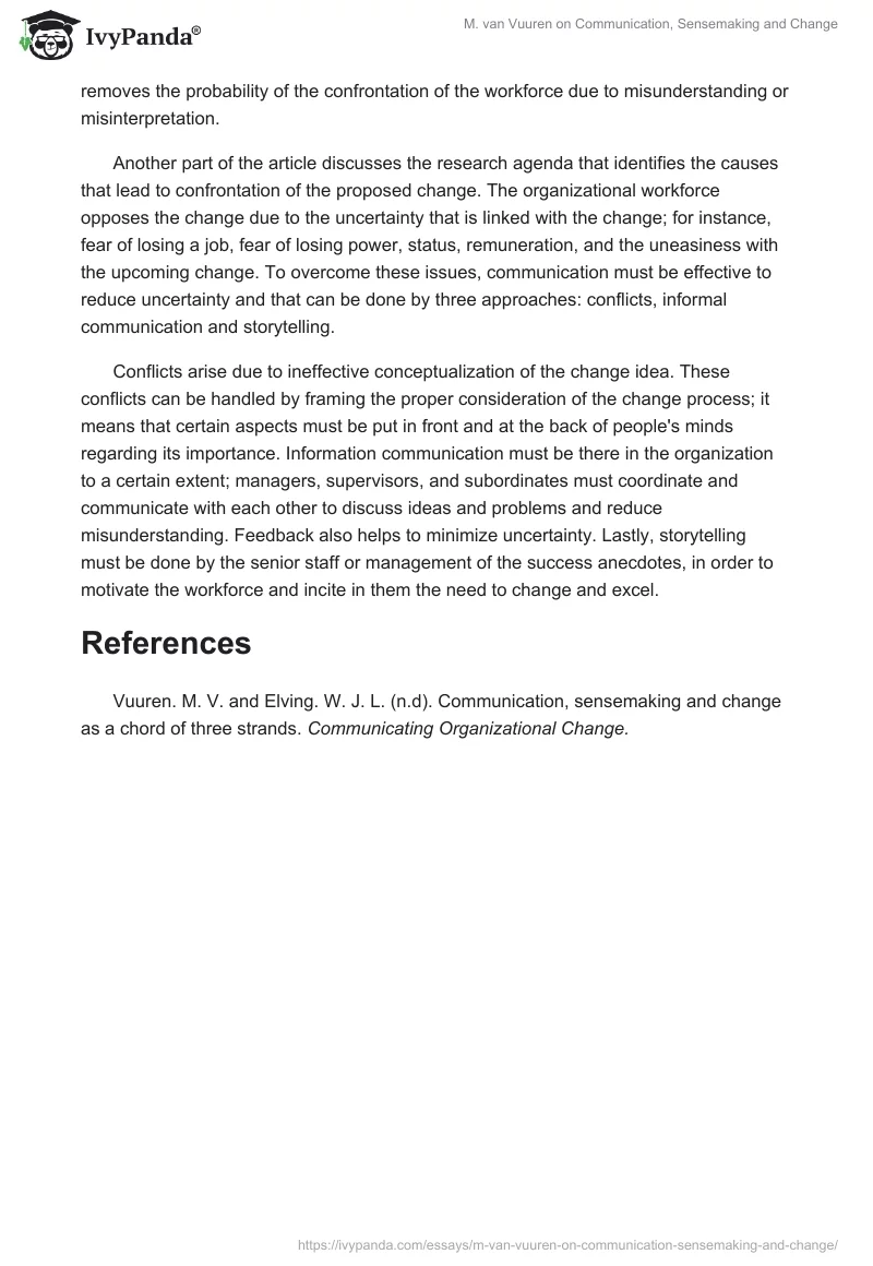 M. van Vuuren on Communication, Sensemaking and Change. Page 2