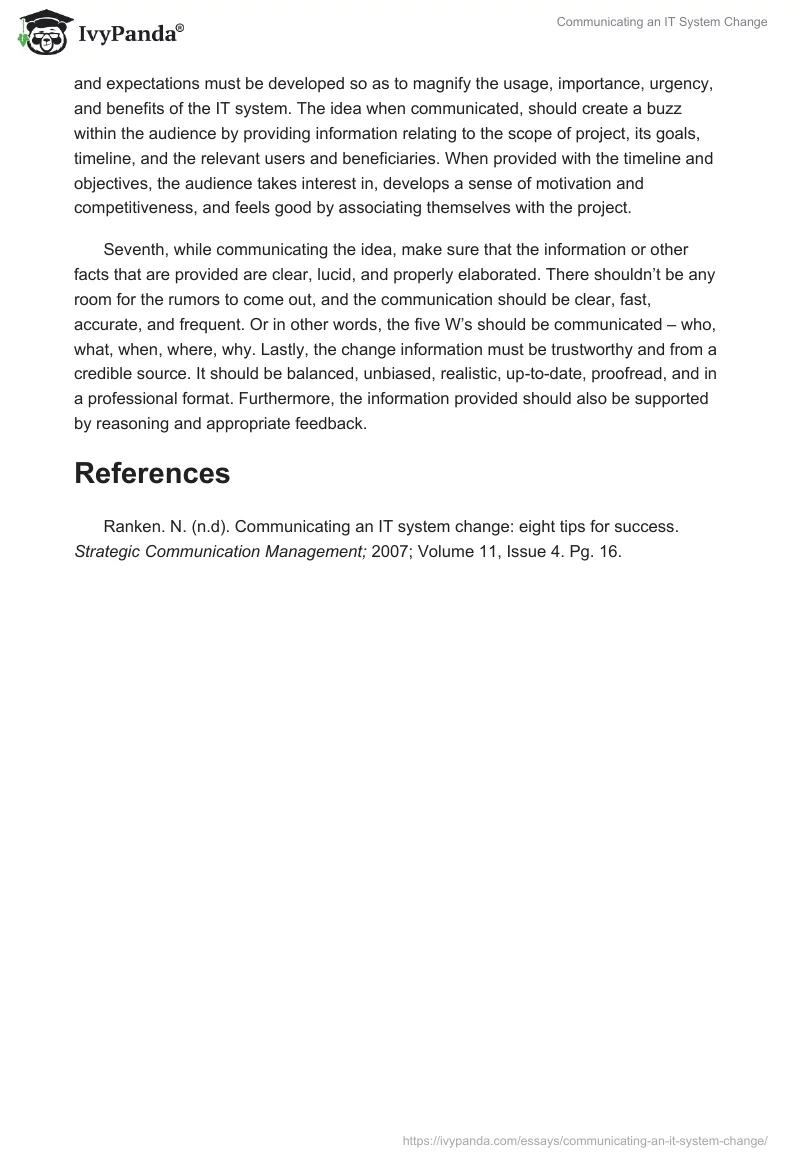 Communicating an IT System Change. Page 2