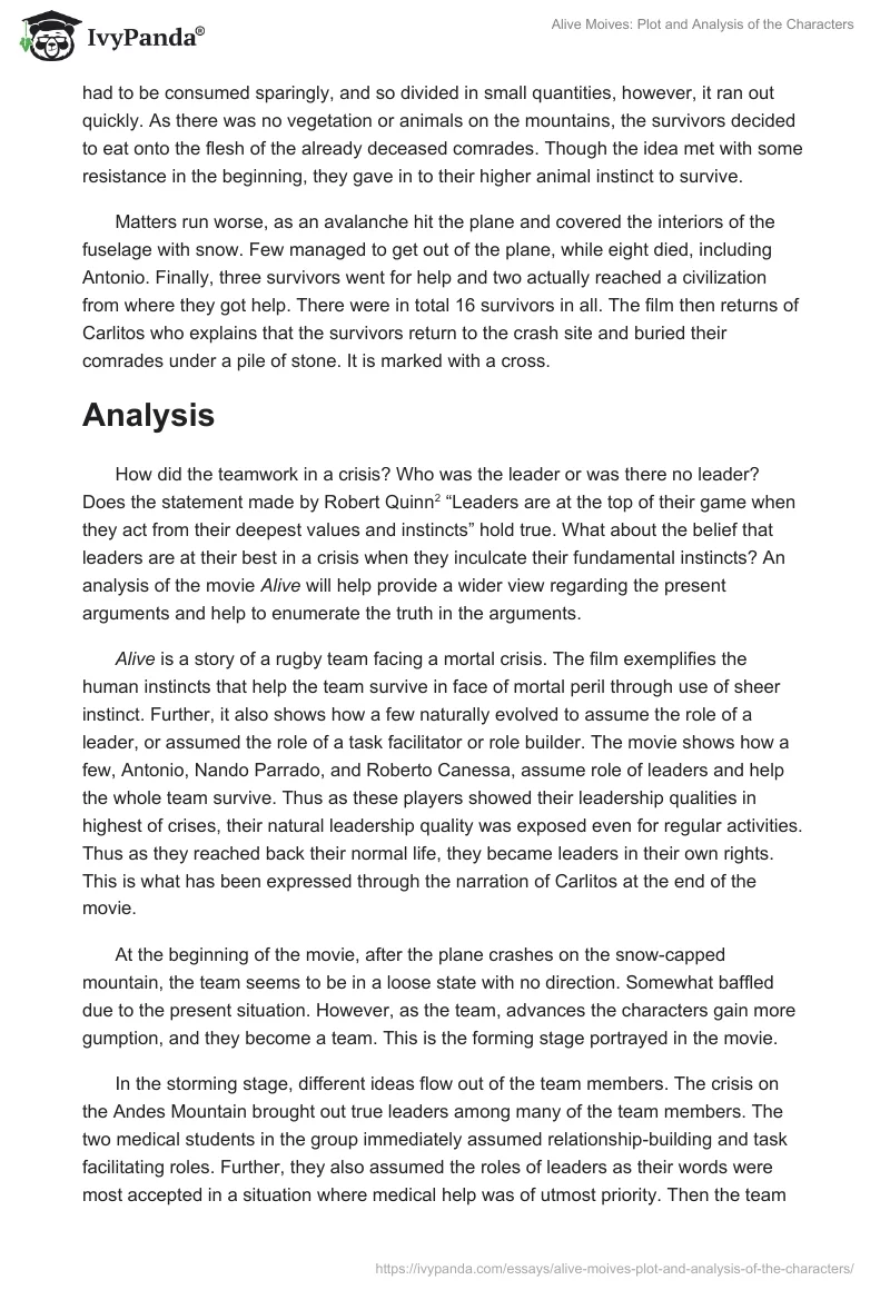 "Alive Moives": Plot and Analysis of the Characters. Page 2