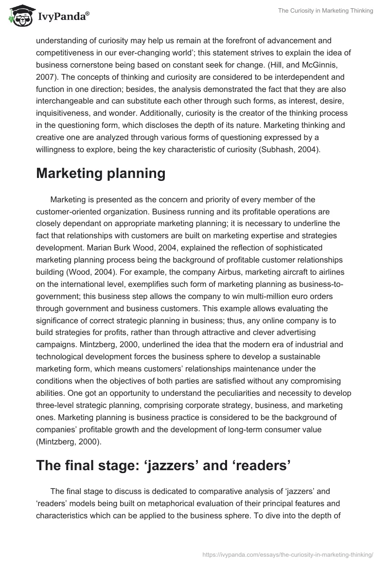 The Curiosity in Marketing Thinking. Page 2