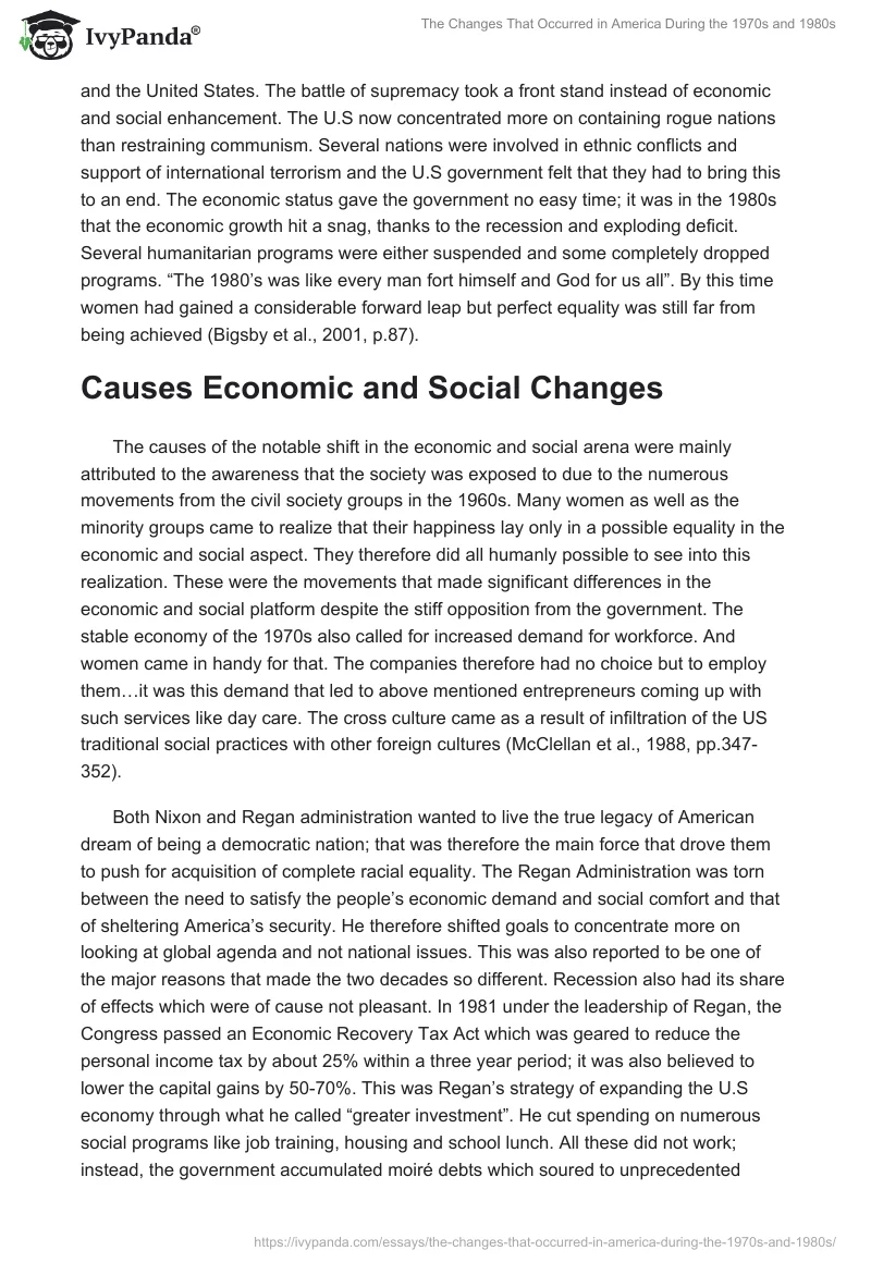 The Changes That Occurred in America During the 1970s and 1980s. Page 3