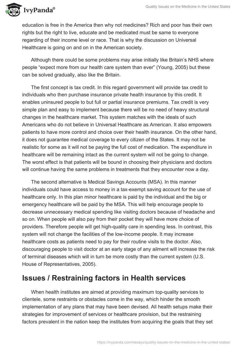 Quality Issues on the Medicine in the United States. Page 4
