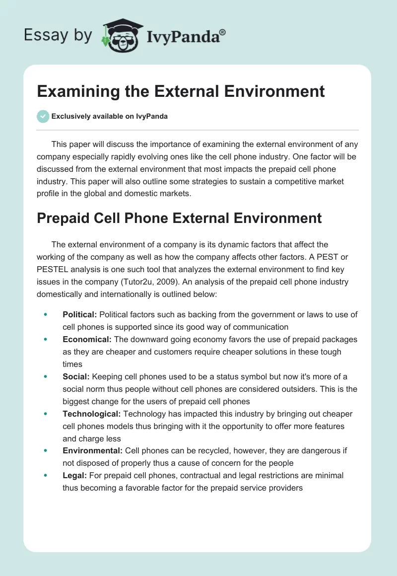 Examining the External Environment. Page 1